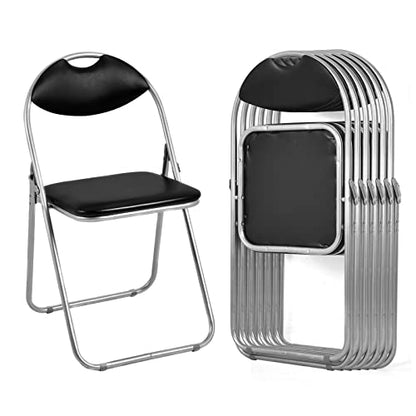 GIANTEX 6-Pack Folding Chairs Set - Waiting Room Chairs with Padded Seats and Carrying Handle for Desks Home Office Steel Guest Reception Party Poker Stackable Conference Chairs Pack of 6