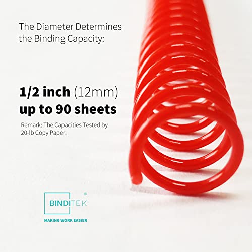 Binditek Spiral Binding Coils 12mm 4:1 Pitch Multi Color 50 Pack - size: 12mm, style: 50P , Multi Color