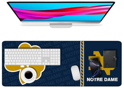 Large Extended Gaming Mouse Pad with Stitched Edges, College Football Non-Slip Waterproof Rubber Base Mouse Pad for Notre Dame Office, Computer, Keyboard, Laptop and Home Desk Pad 31.5 x 11.7 Inch - color: Notre Dame