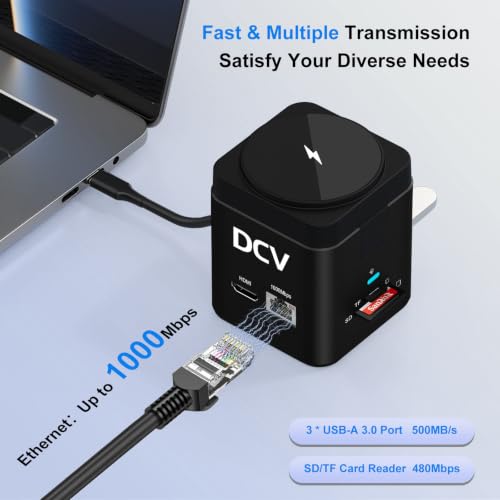 USB C Laptop Docking Station, 9 in 1 Hub with MagSafe Charger Stand, Black - color: Black