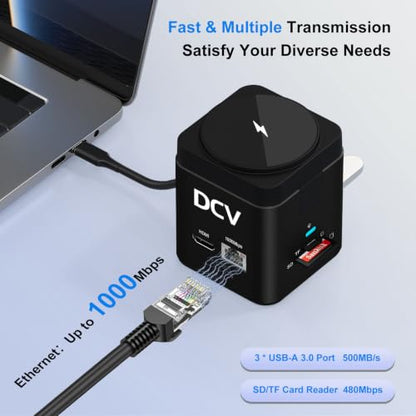 USB C Laptop Docking Station, 9 in 1 Hub with MagSafe Charger Stand, Black - color: Black