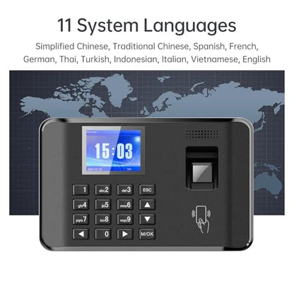 Intelligent Biometric Fingerprint Password Attendance Machine Time Clock Employee Checking-in Recorder LCD Screen Voice Prompt for Small Businesses(ID Card add USB) - size: ID Card add USB