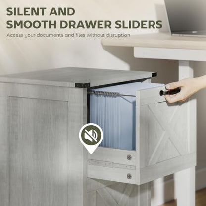 HOMCOM Vertical File Cabinet 2 Drawer Silent Slides, Distressed Light Gray - color: Distressed Light Gray