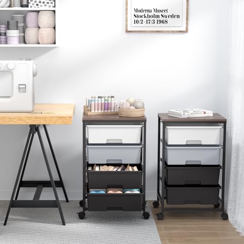 SYKIARIOL Utility Cart with 4 Drawers, Light Grey | Rolling Storage Cart with Drawers - color: Light Grey