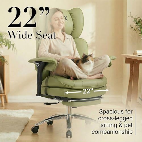 Efomao Big & Tall Desk Chair, Wide Executive Office Chair with Footrest Green - color: 3070mus-green