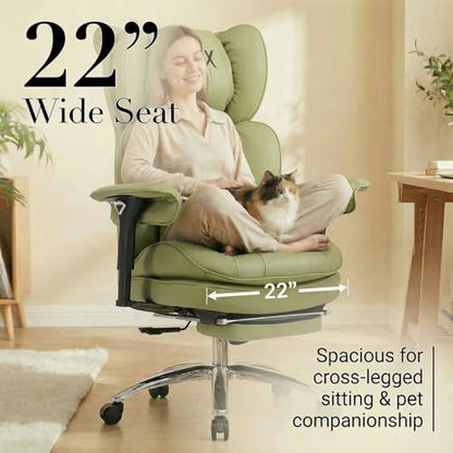 Efomao Big & Tall Desk Chair, Wide Executive Office Chair with Footrest Green - color: 3070mus-green