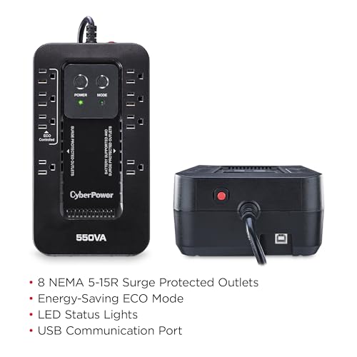 CyberPower EC550G Ecologic UPS Battery Backup and Surge Protector - style: 550VA