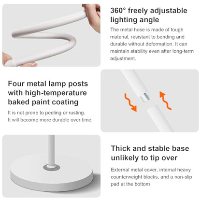 Supe Bright 24W Dimmable LED Floor Lamp with Remote Touch Control Adjustable Gooseneck Standing Light for Reading Makeup Tattoo Lash Extensions White Modern Smart Tall Lamp Living Room Bedroom Office - color: White 24W Remote and Touch Dimming