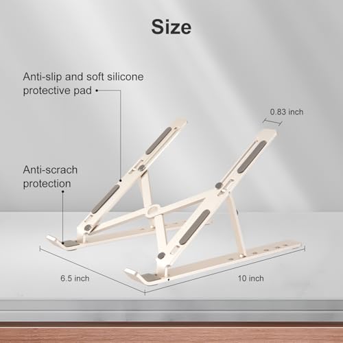 Ergonomic and Foldable Laptop Stand for Desk, Adjustable Riser, Fits All Laptops and Notebooks up to 17,Ultra-Thin,Ventilated Cooling,ABS+Silicone,Starlight. - color: starlight