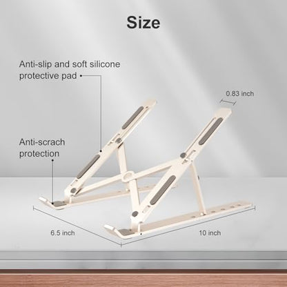 Ergonomic and Foldable Laptop Stand for Desk, Adjustable Riser, Fits All Laptops and Notebooks up to 17,Ultra-Thin,Ventilated Cooling,ABS+Silicone,Starlight. - color: starlight