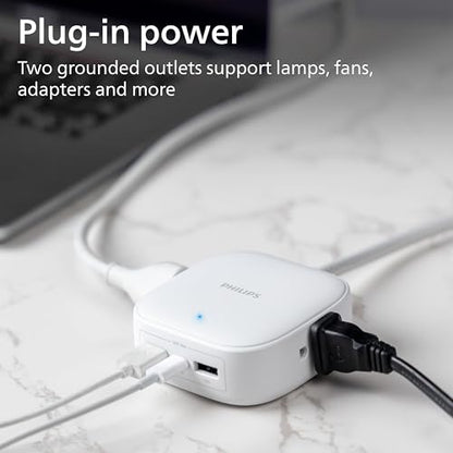 Philips Desktop Charging Station, 2 AC Outlet Extender, 2 USB-A, 1 USB-C