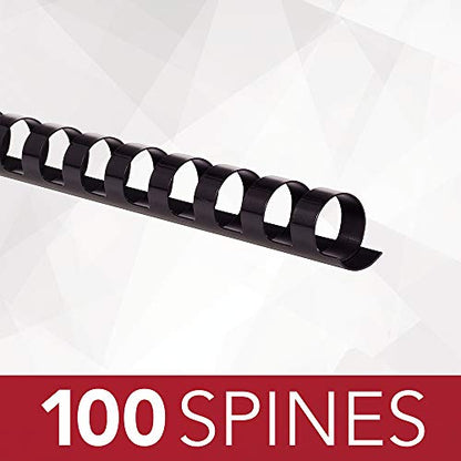 GBC Binding Spines/Spirals/Coils, 1/2" Diameter, 90 Sheet Capacity, CombBind, Black, 100 Pack (4000068) - size: 100 Pack, style: 1/2" Diameter/90 Sheet Capacity