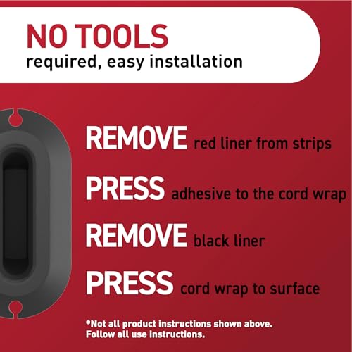 Command Cord Wrap, 2 Units, 4 Medium Strips - color: Black