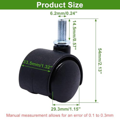 Plastic Caster Wheels 1 Inch, M6 Straight-Grained Rod Swivel Casters Set of 4, Black Nylon Replacement Casters Wheels for Furniture Table Cabinet Office Chair - style: 1 Inch-M6 Straight-grained Rod