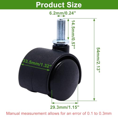 Plastic Caster Wheels 1 Inch, M6 Straight-Grained Rod Swivel Casters Set of 4, Black Nylon Replacement Casters Wheels for Furniture Table Cabinet Office Chair - style: 1 Inch-M6 Straight-grained Rod
