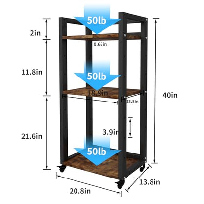 Natwind 3-Tier Tall Printer Stand,Shredder Stand Computer Host Holder,Retro - color: Retro