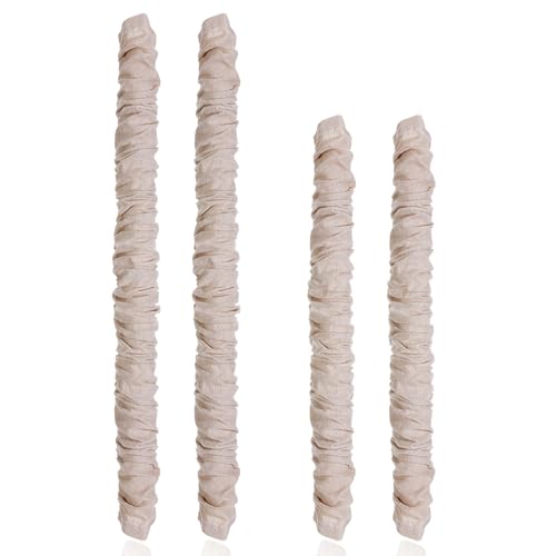 4 Pcs Fabric Cord Cover, 6 Feet and 4 Feet Beige Chandelier Chain Cover Fabric Lighting Cable Sleeve for Chandelier Lighting Wires, Cable Management - Easy to Install