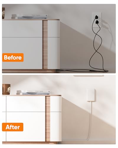 Olcorife Flat Extension Cord with Outlet Cover, Flat Plug Power Strip with 6 Outlets, 3 FT Cord Hidden Outlet Extender for Tight Spaces - size: 3 FT, style: 6AC(No USB)