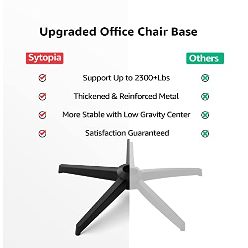 Sytopia 28'' Heavy Duty Office Chair Base Replacement with Cross Metal Legs (2400 lbs), Universal Gas Cylinder & Caster Sockets, Matte Black - color: Matte Black