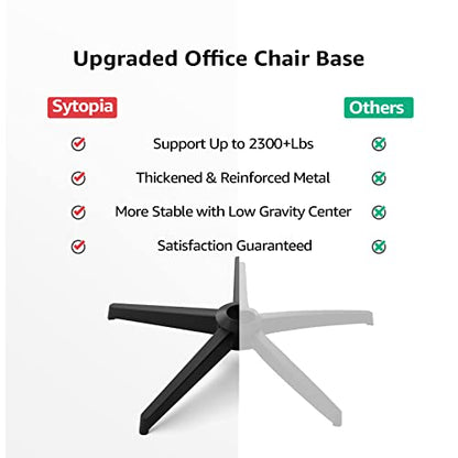 Sytopia 28'' Heavy Duty Office Chair Base Replacement with Cross Metal Legs (2400 lbs), Universal Gas Cylinder & Caster Sockets, Matte Black - color: Matte Black