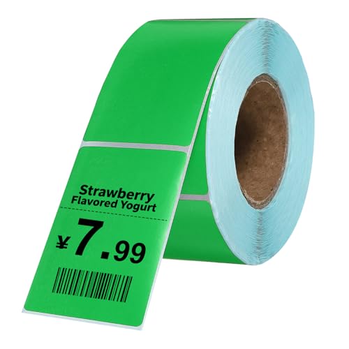 PATIKIL 500 Pcs Thermal Labels, 1.57x2.36 Inch Thermal Printer Labels Stickers Self Adhesive Tags Rectangle Paper Roll Small for Printer Shipping Label Mailing UPS Barcode Address, Green - color: Green, size: 40x60mm