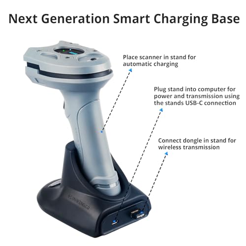 ScanAvenger Wireless Portable 1D&2D Cordless Bluetooth Rugged IP65 Barcode Scanner for Inventory - style: 1D&2D Rugged IP65 with Upgraded Next Gen Stand