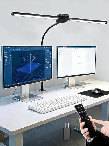 LED Desk Lamp for Home Office,5 Color+9 Brightness Office Desk Lamp,1200Lumen Eye Protection Desk Light,Computer Light with Remote Control & Timer for Office/Monitor/Computer/Study/Puzzle - color: Black