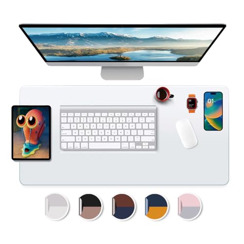 Clear Desk Mat Blotter Protector Vinyl Top Office Home Table Desk for Laptop Computer Desktop Keyboard 16x32 In Plastic Crystal Wipeable Non-glare Mat Waterproof with Mouse Pad - size: 16" x 32"