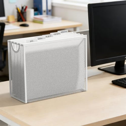 Sinboun Hanging File Organizer Includes 5 Hanging Folders for Office, White - color: White