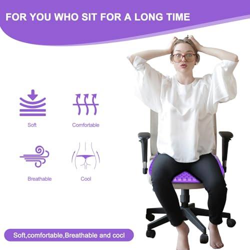 Large Gel Seat Cushion for Long Sitting with Non-Slip Cover, Soft & Breathable, Seat Cushion for Chair, Car, Office, Desk Chair, Wheelchair (18" x 17") - size: 18" x 17"