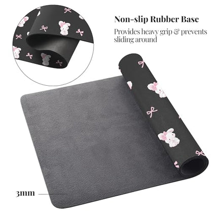 Bow Bunny Desk Mat, Cute Extended Gaming Keyboard Mouse Pad, Large Office Desk Cover Mat Pad Deskmat, Non-Slip Leather Home Office Desk Mat Protector 31.5"×15.7" - color: Bunny, size: L(31.5×15.7 inch)