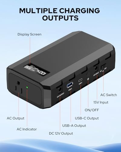 SinKeu 23400mAh/86.58Wh Portable Power Bank with AC Outlet | 65W Portable Laptop Charger with QC3.0 USB*1/USB-C *1, Laptop Power Bank Fast Charging for Camping Travel Home Power Backup - color: Black and White