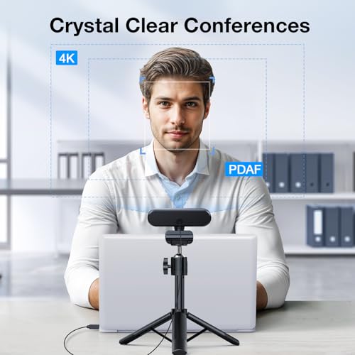 EMEET NOVA 4K Webcam with Tripod, PDAF Autofocus, Adjustable Heights - style: 4K Tripod 360° Swivel