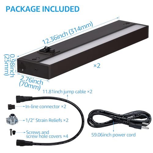 TORCHSTAR 4-Pack 12 Inch 5CCT LED Under Cabinet Lighting Aluminum, Bronze - color: Bronze, size: 12 Inch