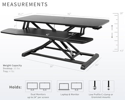 VIVO Black 42 in Standing Desk Converter, DESK-V042KB - color: Black, size: 42"