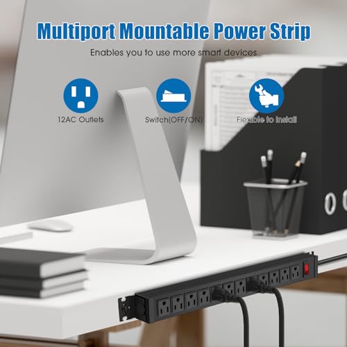 HHSOET Rotating 12 Outlet Surge Protector Power Strip 1200J, 10FT, Black, 1 - size: 10ft