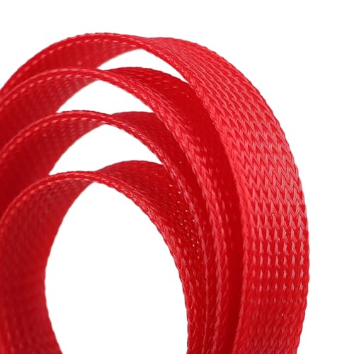 25ft PET Expandable Braided Cable Sleeve 13/16inch(20mm) Pet Braided Cable Sleeve for Audio Video Device Wire Automotive Wire (Red) - color: Red, size: 20mm"(13/16 inch)