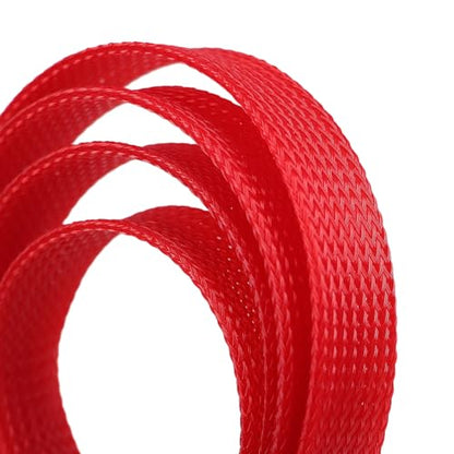 25ft PET Expandable Braided Cable Sleeve 13/16inch(20mm) Pet Braided Cable Sleeve for Audio Video Device Wire Automotive Wire (Red) - color: Red, size: 20mm"(13/16 inch)