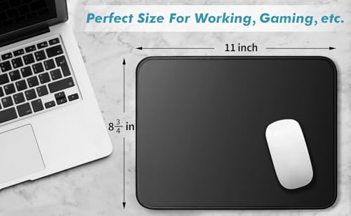 Mouse Pad 11 x 8.7 in, Smooth & Stable Mousepad with Stitched Edges and Non-Slip Base, Smooth Cloth Surface Computer Black Mouse Pad. Clean Desk Essential for Work, Study & Home Office - color: Black - Standard - 1 Pack