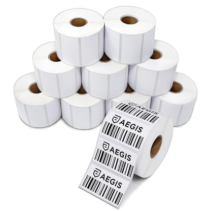 Aegis Adhesives - 2.25" X 1.25" Removable Direct Thermal Labels (12,000 Count, 12 Rolls) - Barcode Labels and SKU Labels for FNSKU and Retail Repricing - Compatible with Zebra and Rollo Printers - size: 2.25" X 1.25" - Removable