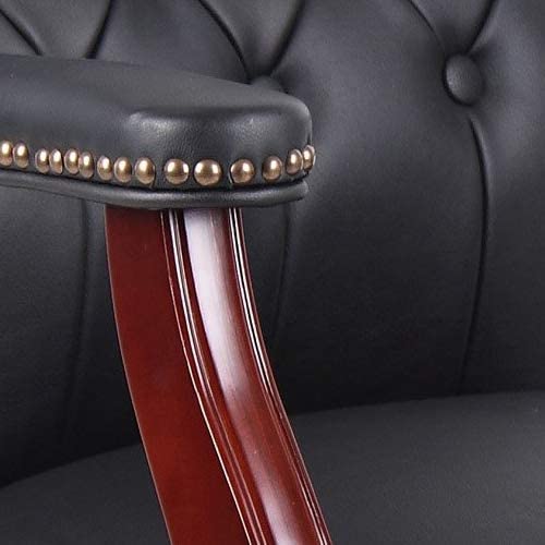 Black Leather Office Chairs Set of 6, High Back Ergonomic Executive Guest Chairs for Reception, Multi-Scene Use (Waiting Room, Meeting, Conference, Lobby, Conference, Church) No Wheels with Arm Design - color: 6 Unit