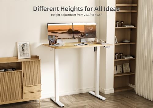 Claiks Electric Height Adjustable Standing Desk, 48x24 Inch, Bamboo | Smooth Height Adjustment, 3 Memory Presets, Cable Management Hub&Hook, Stable Steel Frame, 176lbs Capacity, Easy Assembly - color: Bamboo, size: 48