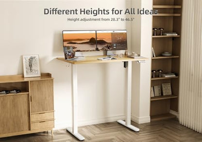 Claiks Electric Height Adjustable Standing Desk, 48x24 Inch, Bamboo | Smooth Height Adjustment, 3 Memory Presets, Cable Management Hub&Hook, Stable Steel Frame, 176lbs Capacity, Easy Assembly - color: Bamboo, size: 48