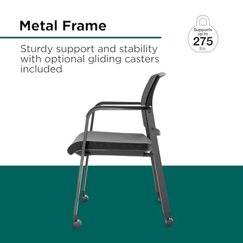 Workplace 2.0 Guest & Reception Chair, Mesh, Stackable, Black | Comfortable seating for reception areas and everyday office use. - style: Fabric