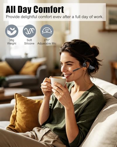 Open Ear Headphones with Mic, Bluetooth 5.1 Headset, aptX Low Latency