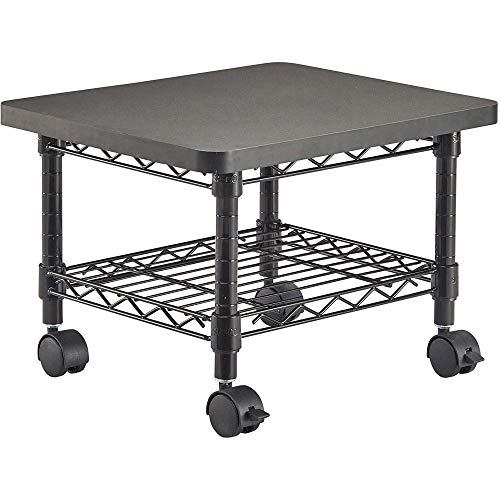 Safco Onyx Rolling Cart Printer Stand, Under-Desk Mobile Utility Table for Home Office with Steel Shelf, Black - color: Black Powder Coat
