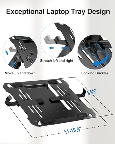 Laptop Wall Mount, 2-in-1 Monitor with Vented Tray | Fits Max 17" Notebook or 13- 32" Computer Screen, Adjustable Laptop Arm Holds 4.4-22lbs, Gas Spring Laptop Holder Stand - style: Laptop Wall Mount