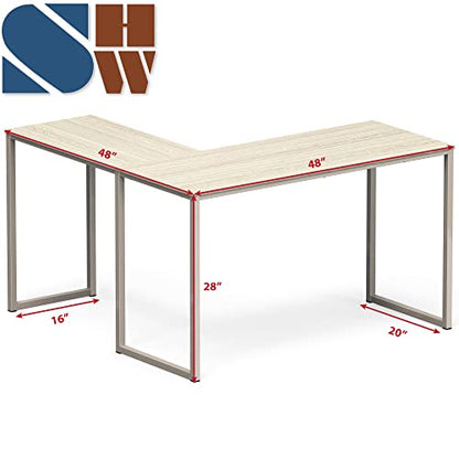 SHW Mission 48 x 48 L-Shape Home Office Computer Desk, Maple - color: Maple, size: 48-Inch L-Shaped