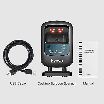 Eyoyo 2D USB Wired Desktop Hands-Free Barcode Scanner Omnidirectional - color: Blue Desktop Barcode Scanner