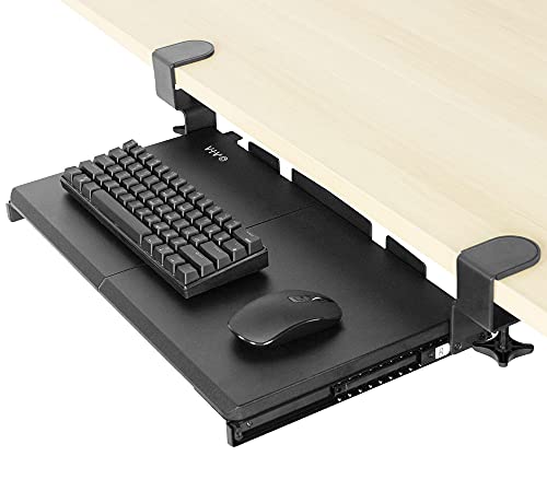 VIVO Small Keyboard Tray, Under Desk Pull Out with Extra Sturdy C Clamp Mount System, 20 Inches (26 Inches Including The Clamps) x 11 Inches Slide-Out Platform Computer Drawer for Typing, Black, | Keyboard Tray for Typing, Slide Out Platform, Extra Sturdy